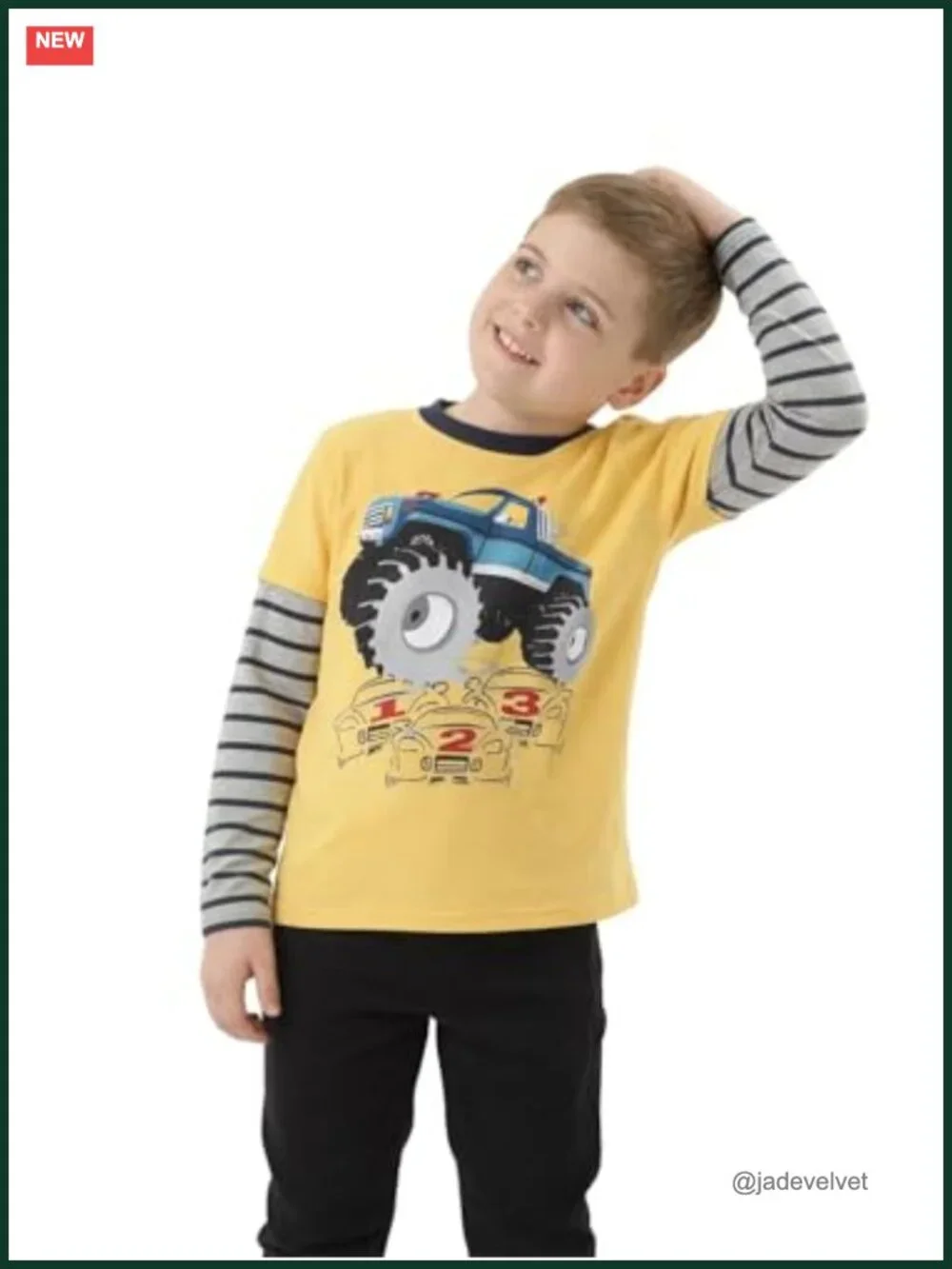3 Pack Boys Long Sleeve Cotton T-Shirts Casual Crewneck Tees Toddler Kids